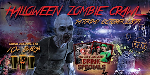 Imagen principal de DENVER LoDo ZOMBIE CRAWL - Halloween Bar Crawl - OCT 28th