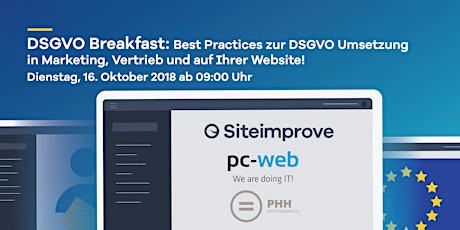 DSGVO Breakfast: Best Practices zur DSGVO Umsetzung in Marketing, Vertrieb und auf Ihrer Website! primary image