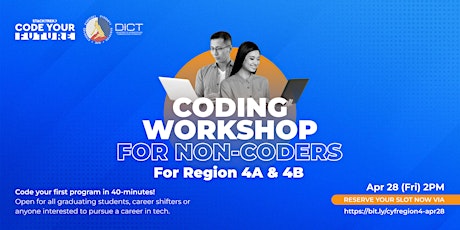 CYF: 40 Mins Coding Workshop for Non-Coders for Region 4A & 4B primary image