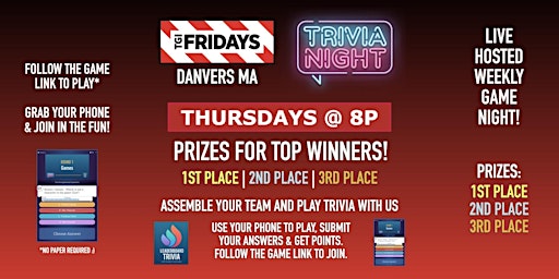 Trivia Game Night | TGI Fridays - Danvers MA - THUR 8p