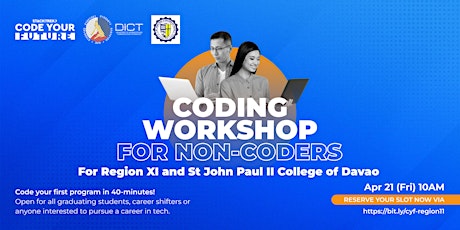 CYF: Coding Workshop for Non-Coders w/ St John Paul II College of Davao primary image