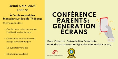 Conférence parents: Génération Écrans