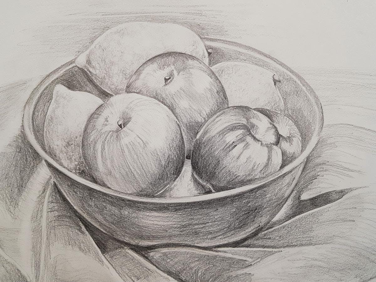 Drawing Day Still Life Fruit Bowl 30 Sep 2018