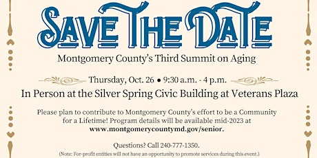 Montgomery County Summit on Aging: Connect with Our Age Friendly Community