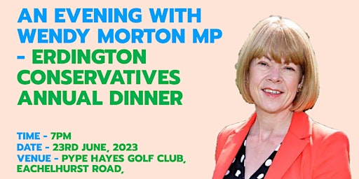 Image principale de An evening with Wendy Morton MP - Erdington Conservatives Annual Dinner