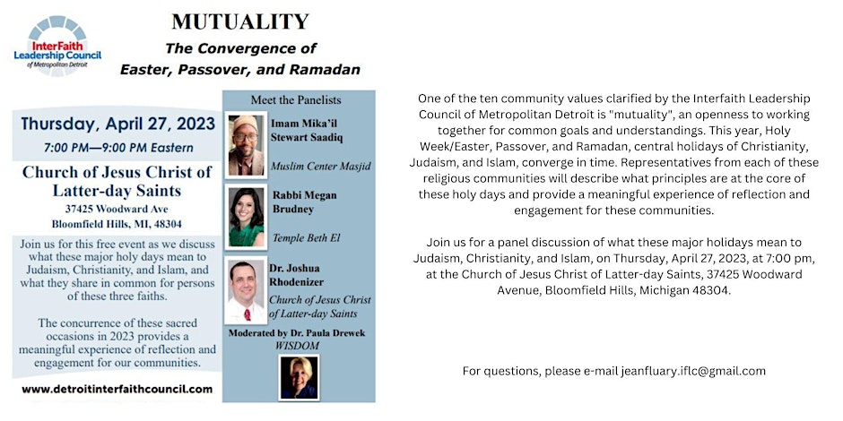 Mutuality: The Convergence of Easter, Passover, and Ramadan