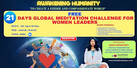 21 DAYS MEDITATION CHALLENGE FOR WOMEN LEADERS FOR AWAKENING HUMANITY primary image