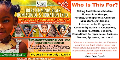 The 2023 12th Annual Liberated Minds Black Homeschool & Education Expo