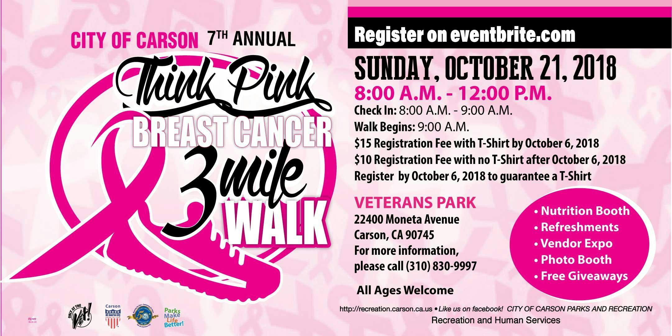 City Of Carson Think Pink Breast Cancer 3 Mile Walk 21 Oct 2018