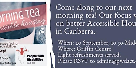 PWD ACT Morning Tea - Better Accessible Housing  primary image
