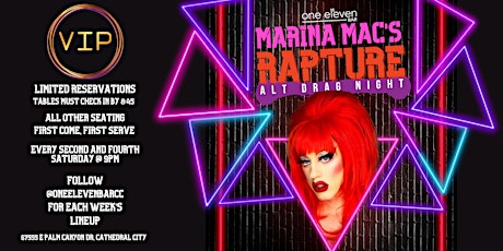 VIP Tables for RAPTURE with Marina Mac