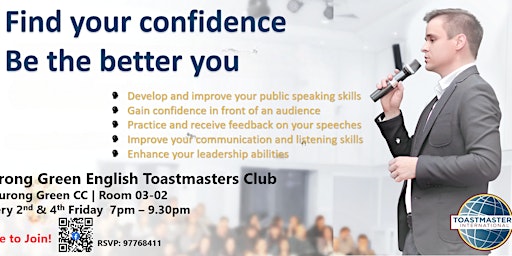 Hauptbild für Gain your Confidence Today: Free Public Speaking Course @ Jurong Green CC