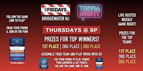 Trivia Game Night | TGI Fridays - Bridgewater NJ - THUR 8p