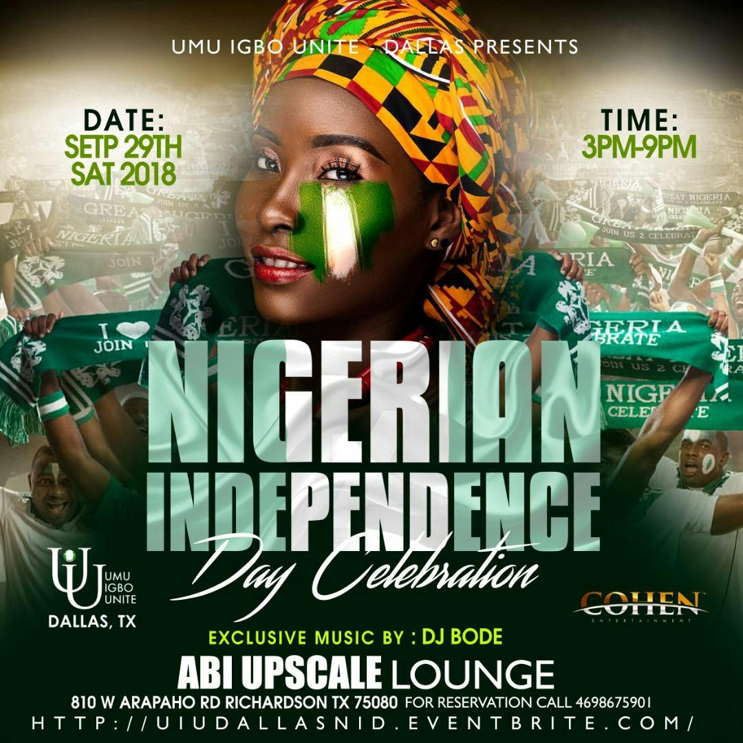 Nigerian Independence Day Celebration Day Party 29 Sep 2018