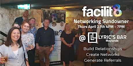 Facilit8 Business Networking Sundowner - 27th April primary image