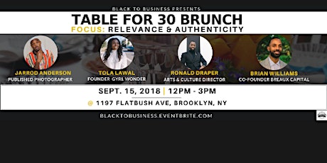 BLACK TO BUSINESS: TABLE FOR 30 BRUNCH primary image