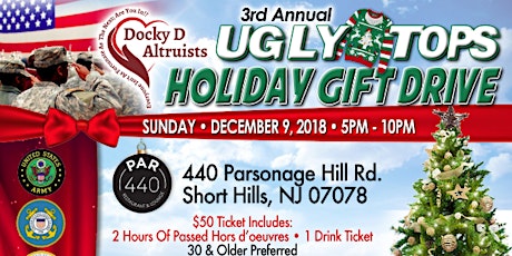 Primaire afbeelding van Docky D Altruists 3rd Annual Ugly Tops Holiday Gift Drive