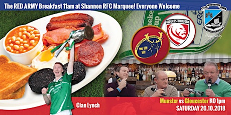 Red Army Breakfast for ECC 20.10.18 Munster Rugby V Gloucester KO1pm primary image