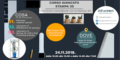 Crea forme meravigliose con la Stampa 3D: corso avanzato di Stampa 3D Crea forme meravigliose con la Stampa 3D: corso avanzato di Stampa 3D