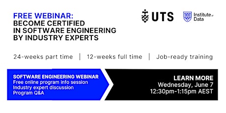 Webinar - UTS Software Engineering Online Info Session: 12:30pm June 7