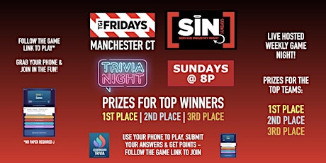 Trivia Game Night | SIN Sundays - TGI Fridays Manchester CT - SUN 8p
