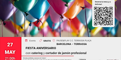 Fiesta aniversario con catering en Pause&Play C.C. Terrasa Plaza (Terrassa)