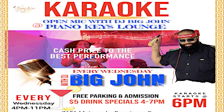 Piano Keys Restaurant & Lounge Wednesday Open Mic Karaoke with Dj Big John