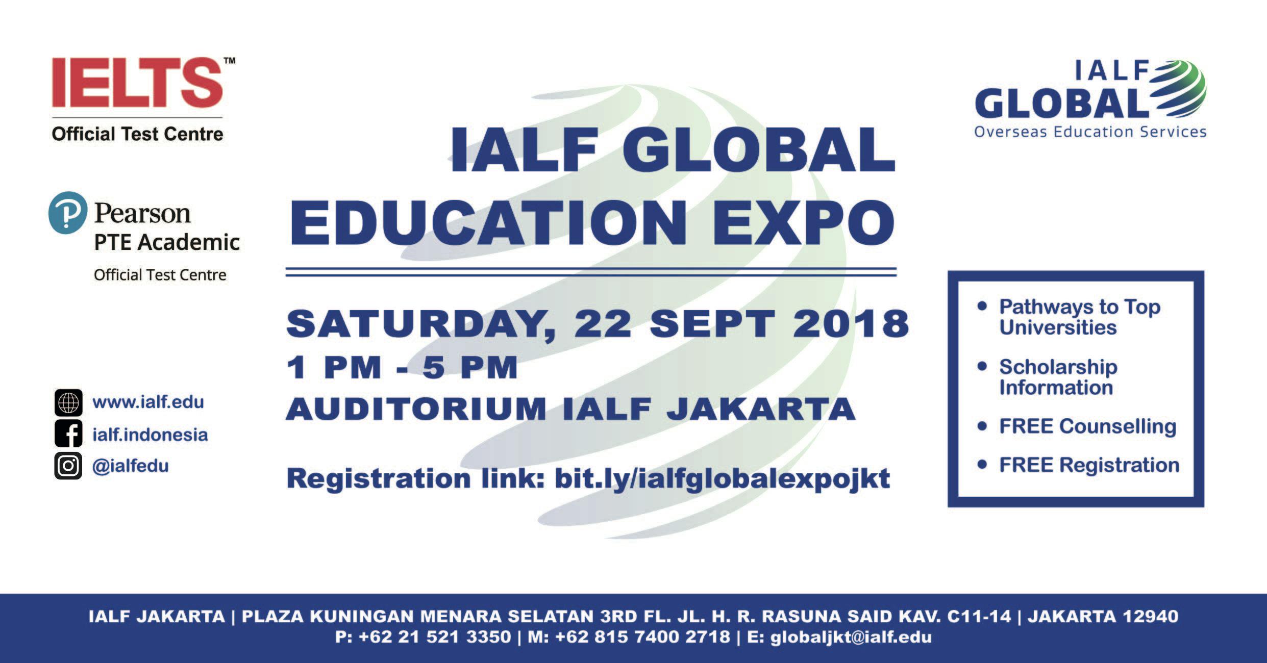 IALF Global Education Expo | Jakarta, 22 September 2018 | Free of charge