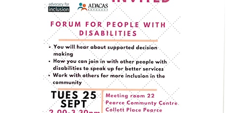 PWD ACT Forum for People with Disabilites primary image