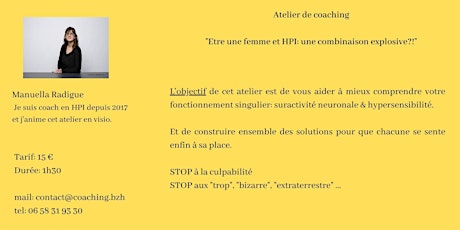 Hauptbild für Atelier de coaching: " Femme et HPI: une combinaison explosive?! "