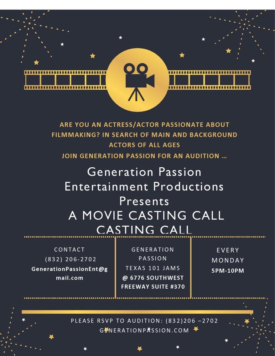 Calling all Actors and Actresses “ Movie Casting Call” - 17 SEP 2018