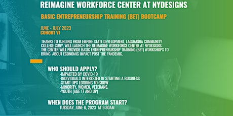 Reimagine Workforce Center - Basic Entrepreneurship Training Bootcamp VI primary image