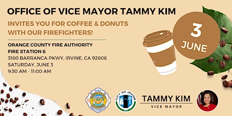 Coffee and Donuts with Irvine OC Firefighters & Vice Mayor Tammy Kim