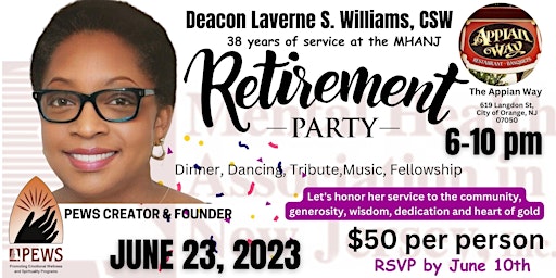 RETIREMENT PARTY for Deacon Laverne S. Williams- PEWS Founder primary image