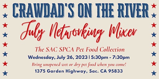 Imagen principal de SAR YPN July Networking Mixer in Support of SPCA - Crawdads on the River
