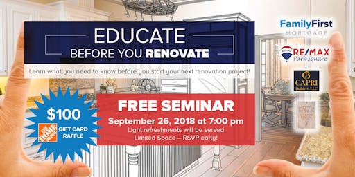 Roseland Nj Seminar Events Eventbrite Educate Before You Renovate Home Renovation Seminar