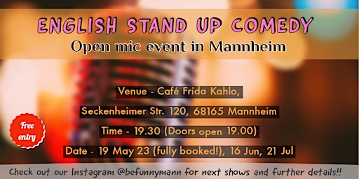 English Stand Up comedy open mic in Mannheim primary image