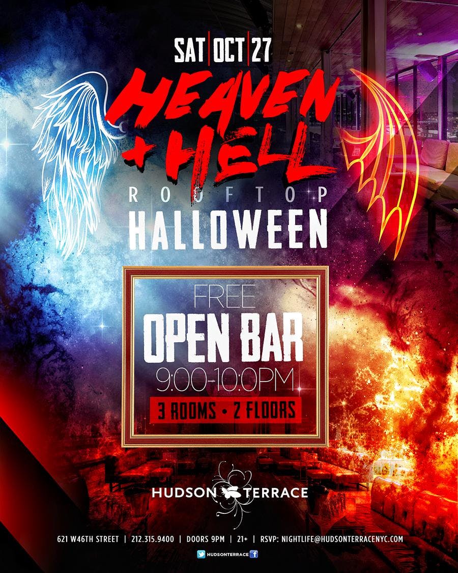 Sky High *Heaven and Hell* Halloween at Hudson Terrace (Open Bar 9 -10pm)