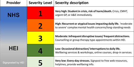 Standardising HE Mental Health Terminology using the SEWMHP Severity Index