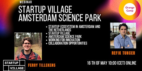 Primaire afbeelding van Startup Village and Amsterdam Science Park (Webinar)