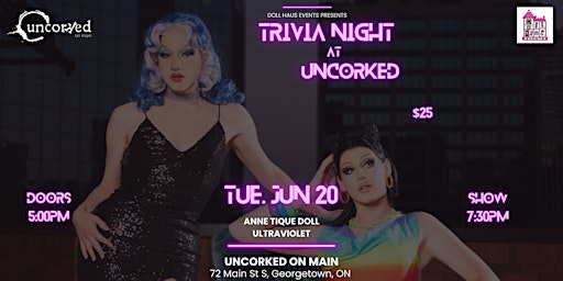 Drag Trivia at Uncorked Georgetown! Starring Anne Tique and Ultraviolet! primary image