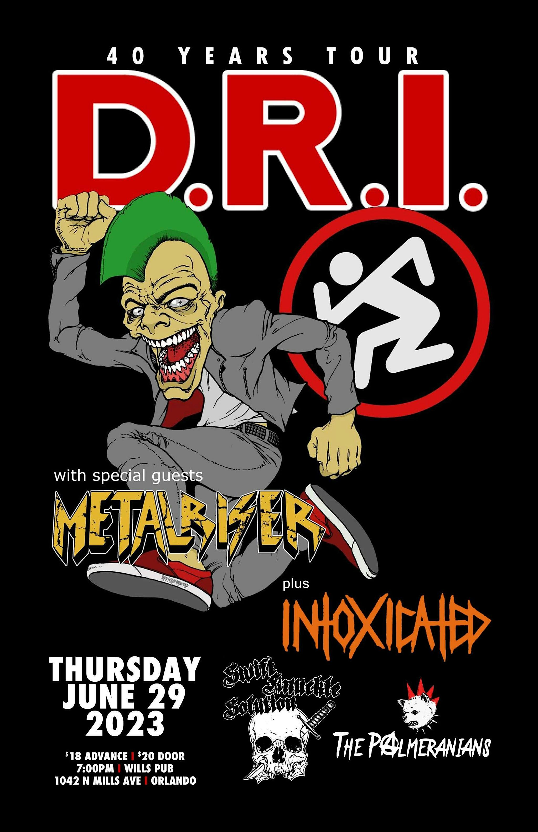 D.R.I., Metalriser, Intoxicatd, Swift Knuckle Solution, and The Palmeranians in Orlando at Will's Pub