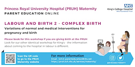 PRUH Antenatal Workshop 2 - Complex Care for Labour and Birth