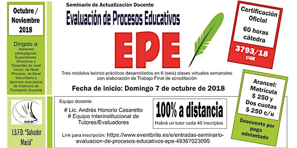 Seminario EVALUACIÓN DE PROCESOS EDUCATIVOS (EPE)