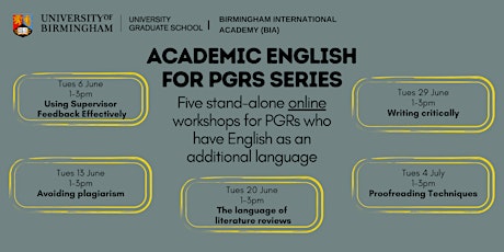 Academic English Skills for PGRs:  Using supervisor feedback effectively