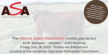 Alberta Salers Association Banquet, Professional Development Speaker & AGM