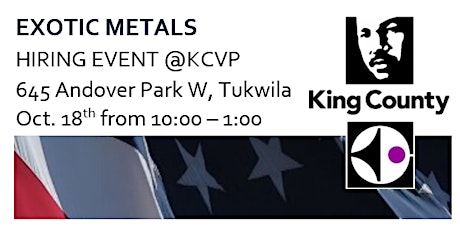 Exotic Metals Hiring Event @KCVP Tukwila primary image