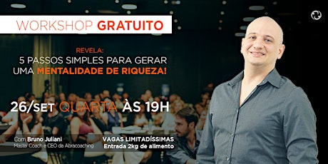 Imagem principal do evento WORKSHOP GRATUITO: 5 PASSOS SIMPLES PARA GERAR UMA MENTALIDADE DE RIQUEZA!
