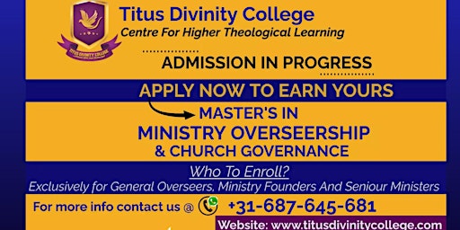 Imagen principal de MASTER'S IN MINISTRY OVERSEERSHIP & CHURCH GOVERNANCE