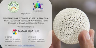 1° e 2° CORSO DI MODELLAZIONE E STAMPA 3D PER LA GEOLOGIA 1° e 2° CORSO DI MODELLAZIONE E STAMPA 3D PER LA GEOLOGIA